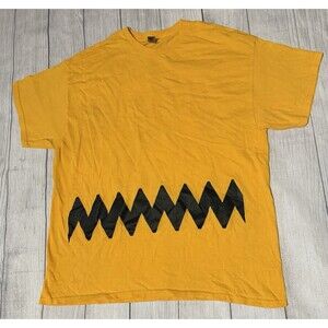 Charlie Brown Zig Zag T-Shirt Yellow Peanuts Gildan Tag Size XL Extra Large